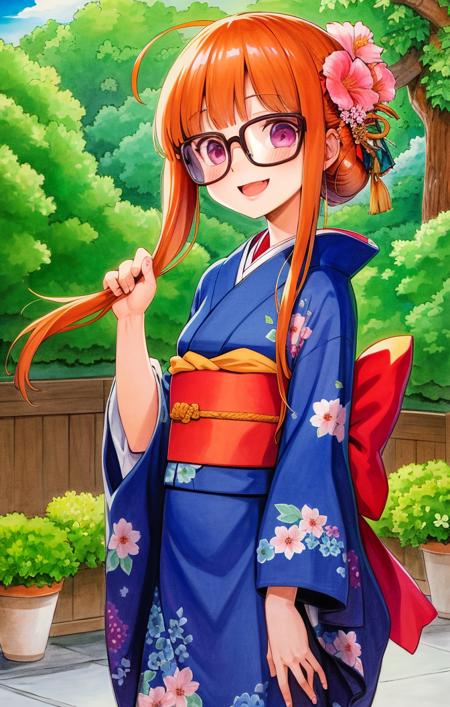 53110-55534306-best quality, traditional media, outdoors, colorful flowers, futaba sakura [persona], 1girl, kimono with sash, hair flower, happ.png